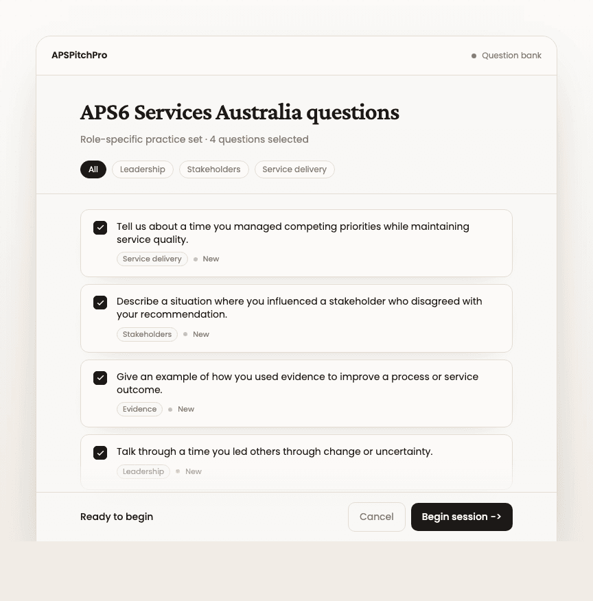Role-specific question bank